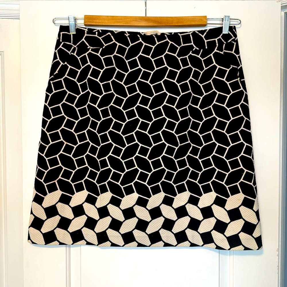 Talbots cotton A-line geometry print skirt with pockets